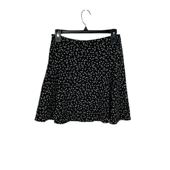 Dazy Black White Floral Mini Skirt Flowy A Line Cottagecore Aesthetic Medium - Picture 2 of 5